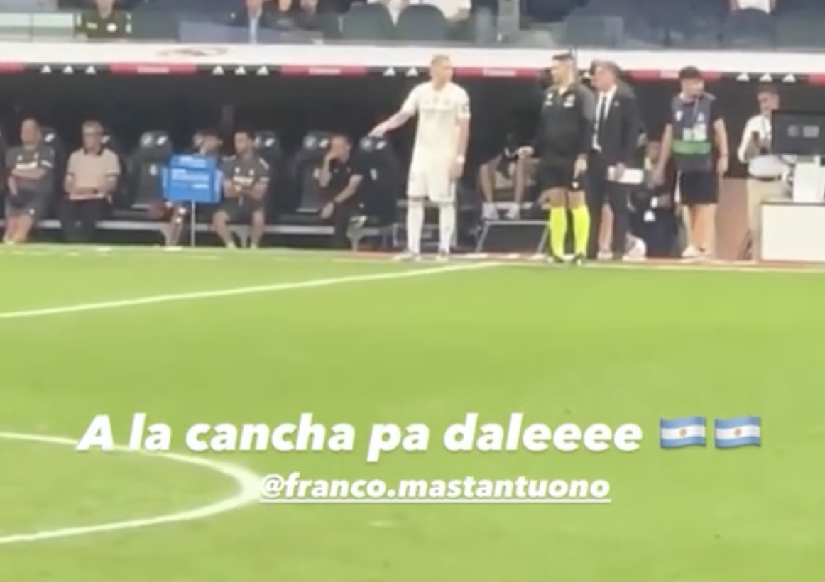 mk体育-F1车手科拉平托现身伯纳乌，为马斯坦托诺皇马首秀送上祝福